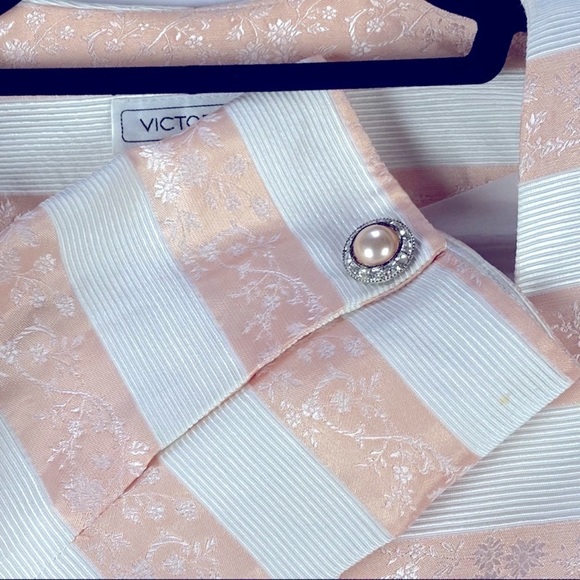 Vintage Peach 2-Piece SET sz XS/S Formal prom wedding VictorCosta VTG rhinestone - Picture 2 of 12